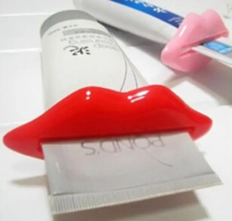 

Adeeing Novel Lip Shape Tube Dispenser Toothpaste Facial Foam Mildy Wash Squeezer 1 Pcs(Red)