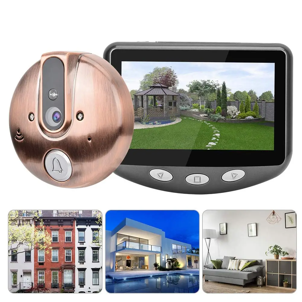 

Peephole Door Camera 4.3 Inch Color Screen With Electronic Doorbell LED Lights Video Door Viewer Video-eye Home Security