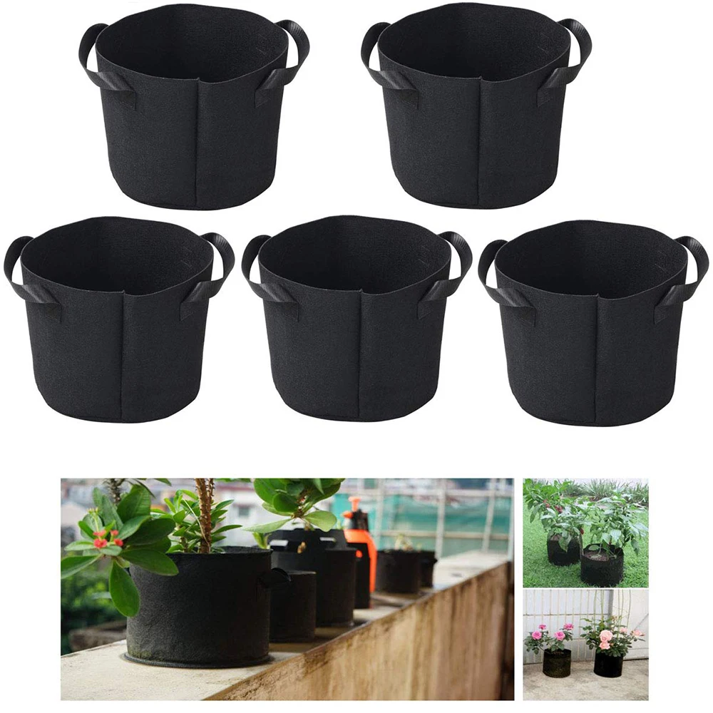 

5PCS/Set Grow Bags Breathable Nonwovens Fabric Flower Pots Potato Tomato Vegetable Fruit Plant Garden Greenhouse Planter Bags