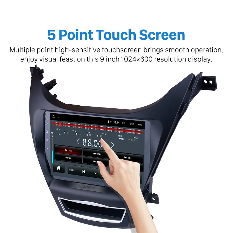Perfect Harfey for 2012-2014 Hyundai Elantra 9" Radio Bluetooth GPS Navigation Android 8.1 Multimedia Player WIFI USB TPMS Carplay SWC 2
