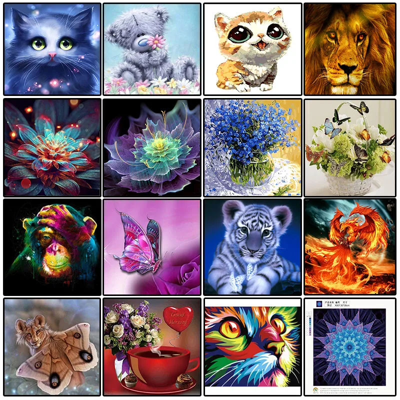 

16 Pattern 5D Diamond Painting Cross Stitch Kit Home Animal Landscape Character Wall Sticker Mosaic Diamond Embroidery Painting