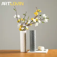 Китайский классический стиль керамическая ваза для декоративный цветок для дома настольные вазы белый и серый цвет Пентагон камень дизайн