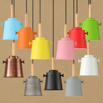 

Vintage Loft LED Chandelier Lighting Industrial Wood Aluminium Alloy Pendant Lamps Adjust Cord E27 Kitchen Living Room Bedroom