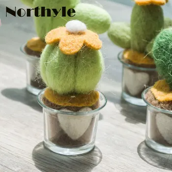 

Original Northyle wool potted cactus miniature fleece cactus figurine fake plant craft christmas gift home decoration