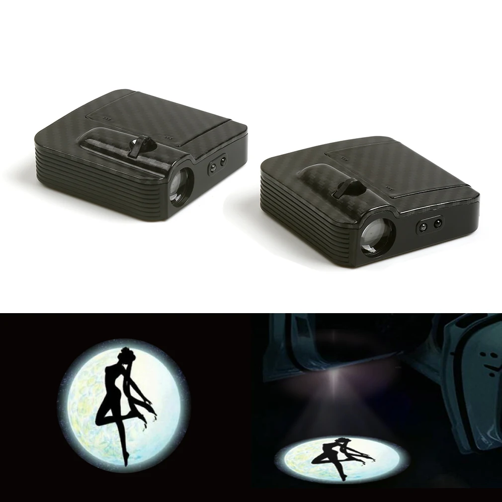 

New wireless LED car door logo shadow welcome light projector Girl 12V Pair