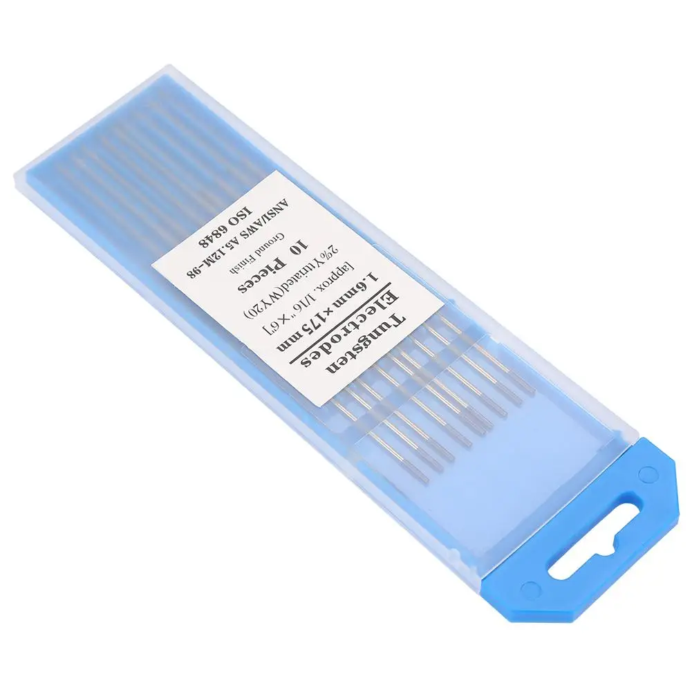 10 шт. WY20 2.0% Yttrium вольфрамовый электрод синий наконечник для TIG сварки 1,6 мм* 175 мм скидка