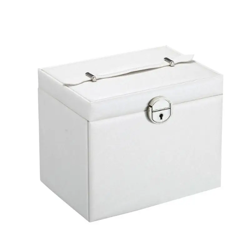 Caja de almacenamiento de joyería de gran capacidad de 5 capas de cuero multifuncional cosméticos mujeres joyería anillo collar pendiente caja de almacenamiento - 4
