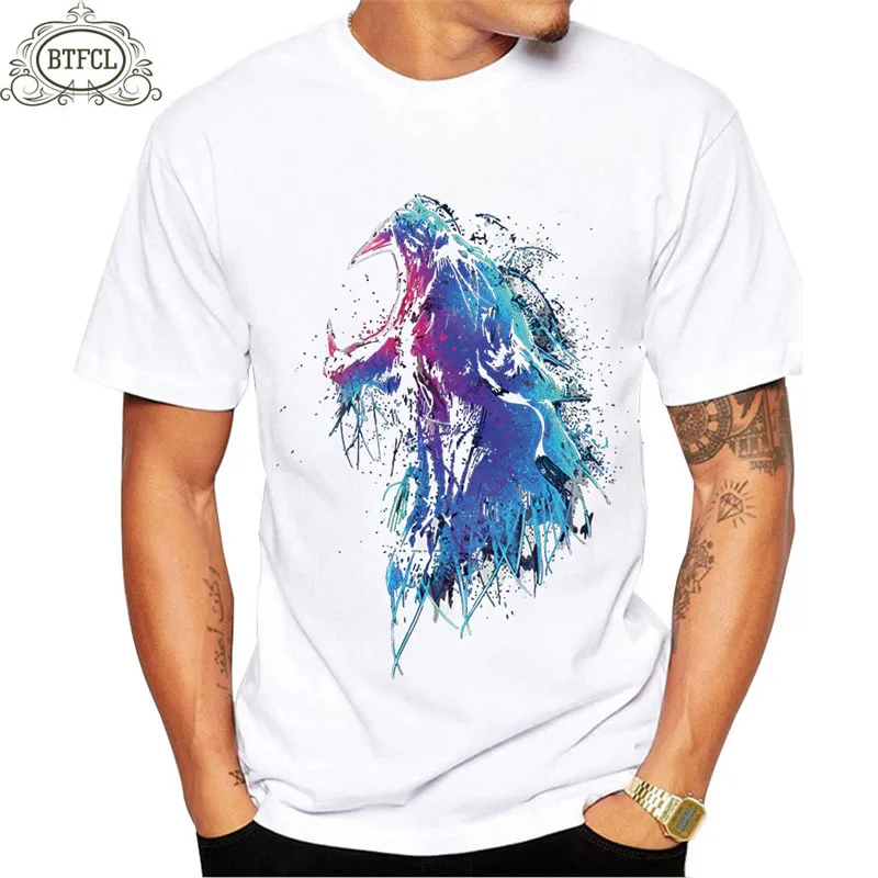 

BTFCL Fashion Men's White T-Shirt Short Sleeve Animal Graffiti Print Tee Men Tshirt Streetwear Boyfriend Gift Top