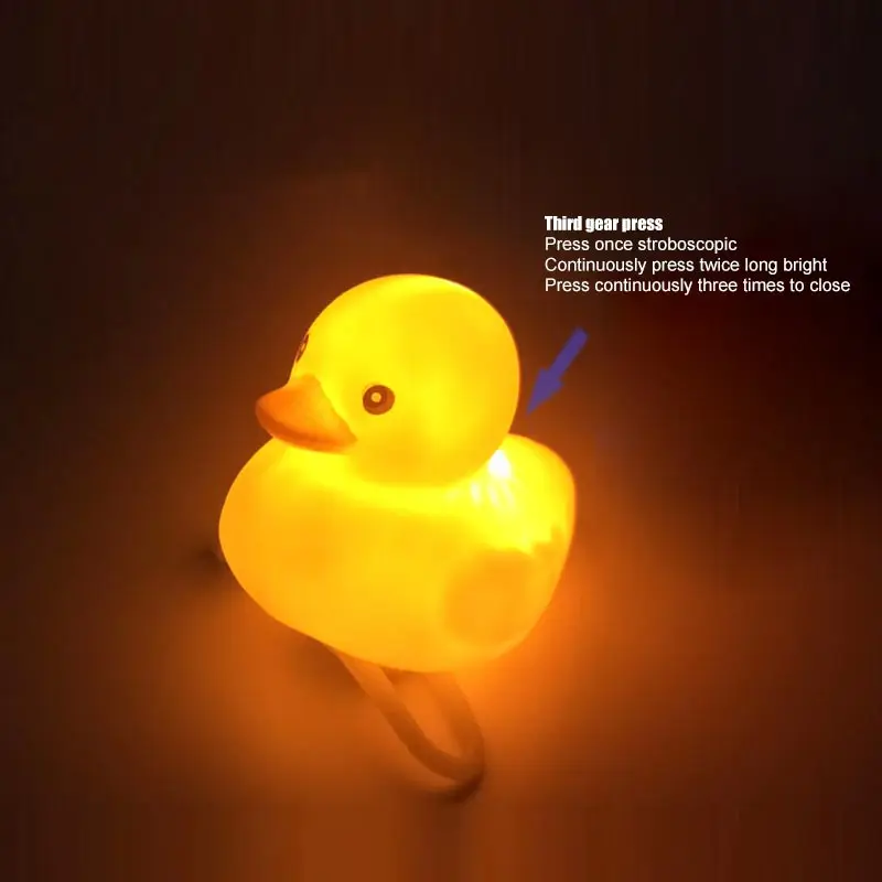 

Small yellow duck horn light Bicycle Bell Yellow Duck Head Lights Mountain Handlebar Cartoon Ring Bike Accessories Bell