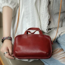 Весенне-летняя мини-сумка-мессенджер из коровьей кожи ручной работы в стиле ретро, маленькая переносная сумка для телефона, женская сумка в японском стиле