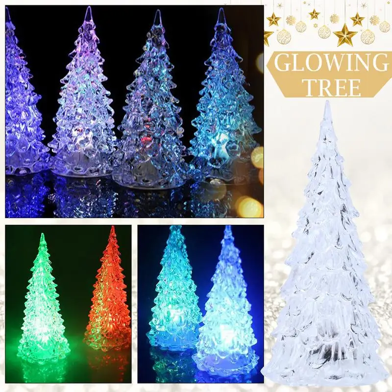 Красочный акриловый кристалл Рождественская елка мигающий светильник Маленькая Рождественская елка домашний торговый центр фестиваль украшение 1 шт