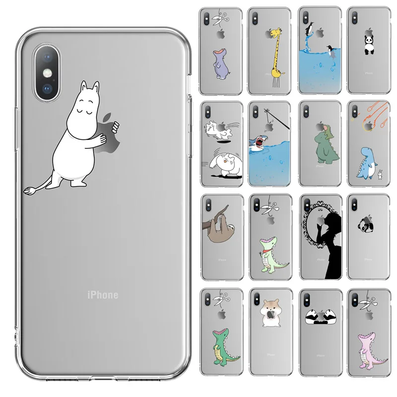 Чехол Ottwn для iPhone X, чехол для iPhone 6, 6s, 7, 8 Plus, XR, XS Max, 5, 5S, SE, 11Pro, Max, забавное животное, динозавр, мягкий чехол для телефона, прозрачный чехол