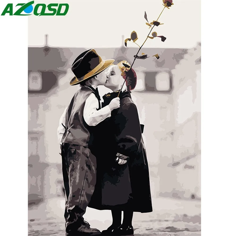 

AZQSD Oil Painting Children Painting By Numbers Boy And Girl DIY Paint Canvas Picture Hand Painted Modern Home Decor K148