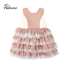 Высокое качество Сетчатое платье для маленьких девочек летний платье для дня рождения, с бантом, платье для крестин; вечерние свадебное платье с вырезом на спине новое поступление