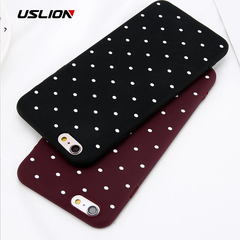 

USLION Wave Point Case For iPhone 7 8 Plus X XR XS Max Retro Wine Red Cases For iPhone 6 6S Plus Soft Silicon Back Cover Coque 5