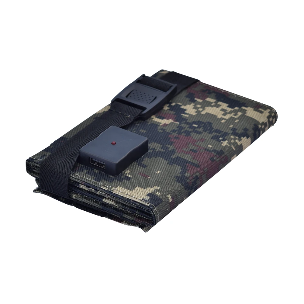Xinpuguang Solar Charger 7W 5V 4 Folds Camouflage Foldable Solar Panel Power Bank for 3.7V USB Outdoor Charging Mobile Phone