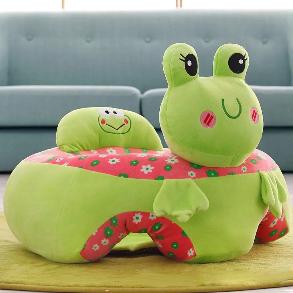 Baby Sitting Chair Baby Seat Learn To Sit Cute Animal Plush Toy- Green frog