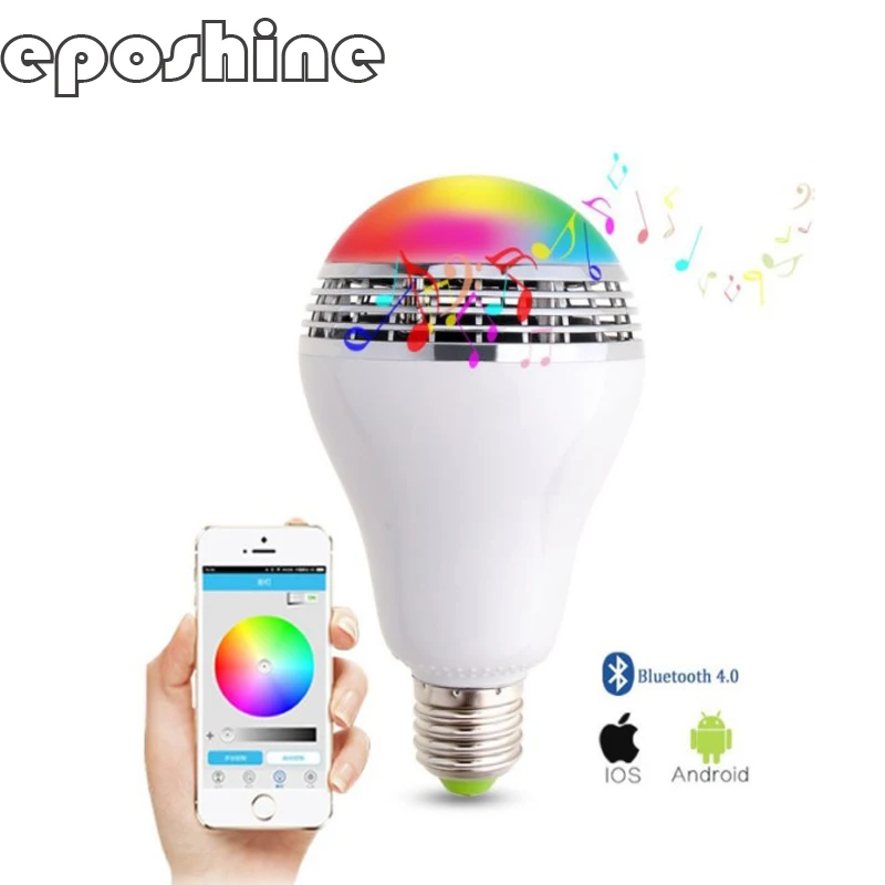Bluetooth Smart Speaker Light E27 LED White + RGB Bulb Lamp Smart Music Audio Bluetooth Speake for Home