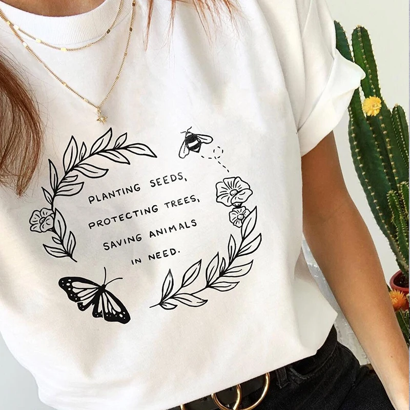 

Planting Seeds Protecting Trees Saving Animals Slogan Tshirt Women Cotton Save The Bees Tees Fashion Clothing Drop Shipping