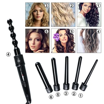 

Professional 6-in-1 Curly Hair Artifact Curling Iron Ceramic Hairdressing Set Changing Tube Perm for Salon Hair Styling Use