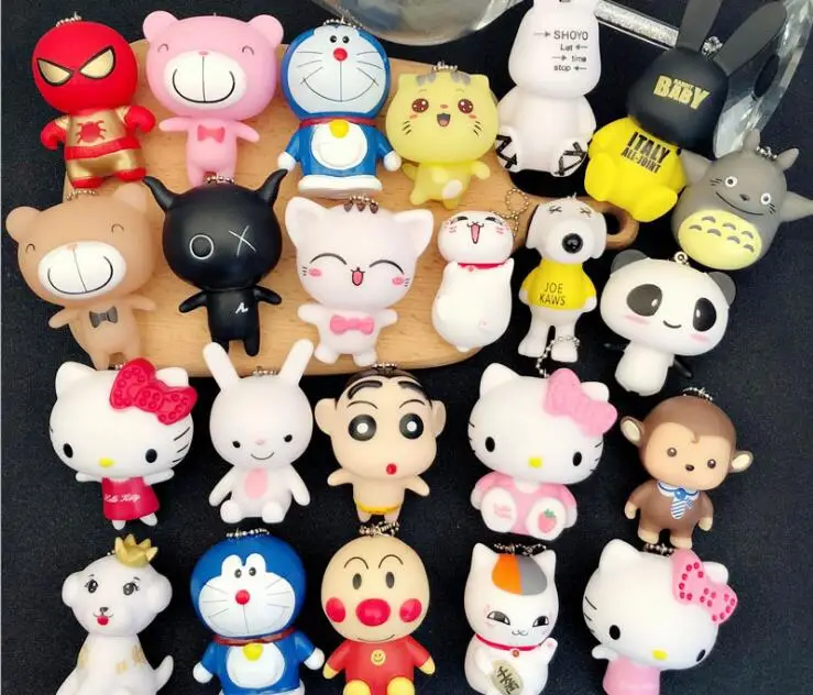 

20pcs/lot Funny Cartoon Doll 3D Plastic Key Ring Chain Bag Ornament Hanging Kids Birthday Party Favors Gift souvenir Goodie