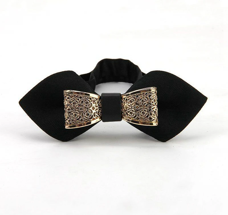 

Mantieqingway 2019 Metal Decoration For Wedding Married Groom Men Neck Wear Butterfly Solid color Bow Tie Cravat Male Party