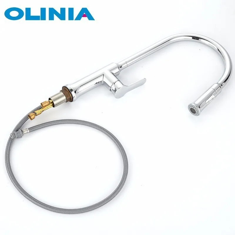 Кухонный Смеситель Olinia OL82158 гибкий кран с двойным распылителем вращение на 360