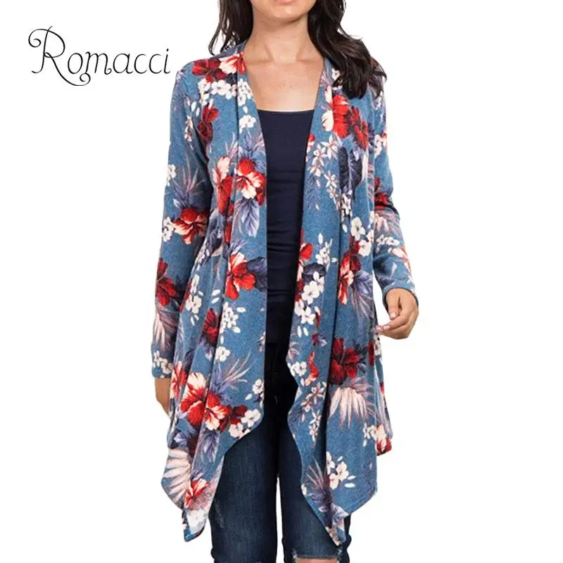 Fashion Women Jackets Vintage Floral Print Cardigan Coat