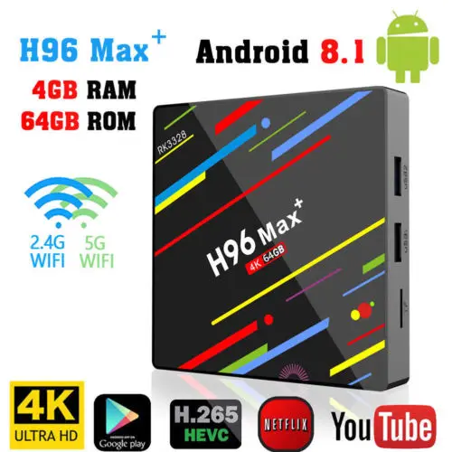

4+32GB 64GB Android 8.1 Nougat RK3328 Quad Core Smart TV BOX H96MAX H2 Dual Wifi