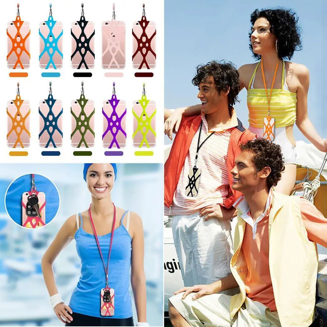 

Lanyard Mobile Phone Case for Universal Mobile Phone Silicone Case Lazy Elastic Outdoor Hanging Neck with Lanyard