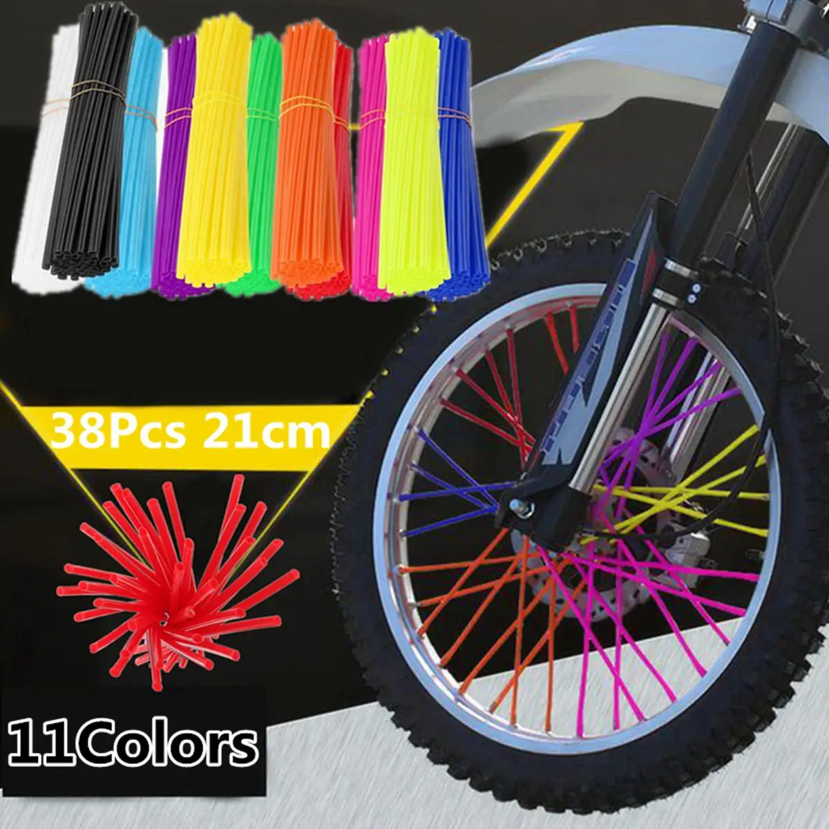 

38pcs 21cm Multicolor Motorcycle Wheel Rim Spoke Shrouds Wrap Protector Covers