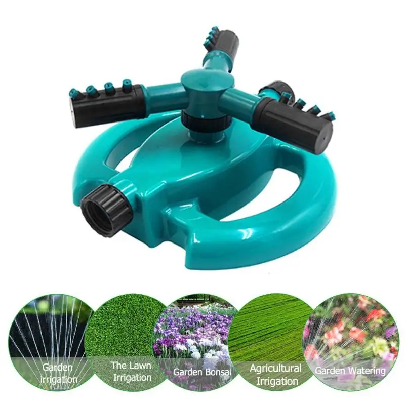 

Garden Sprinklers Automatic Watering Grass Lawn 360 Degree Circle Rotating Water Sprinkler 3 Nozzles Three Arm Garden Pipe Hose
