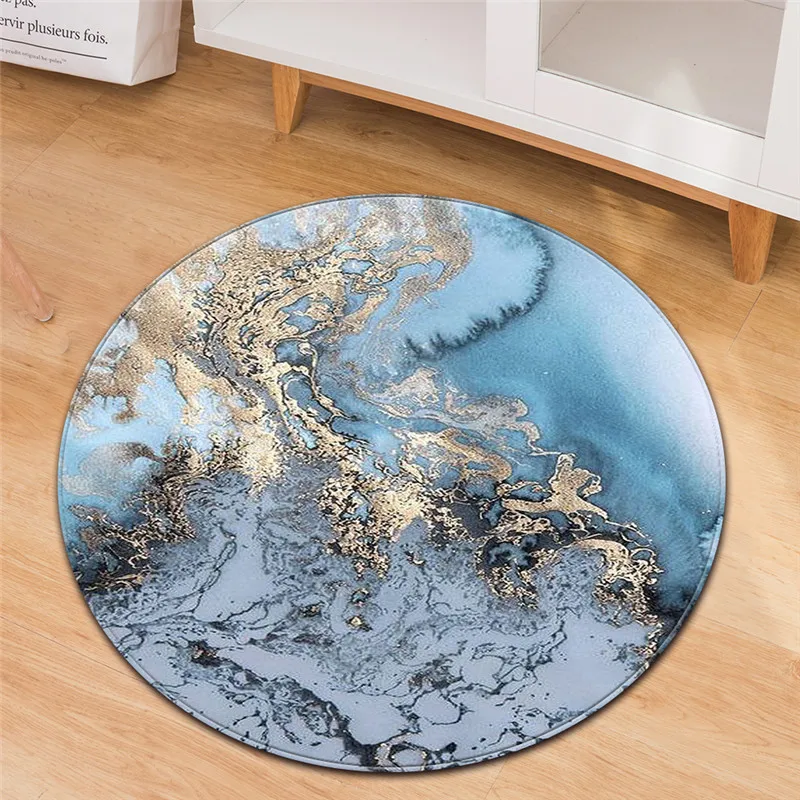 

Black White Marble Print Round Carpets for Living Room Tatami Sofa Floor Mat Anti-Slip Rugs Bedroom Home Decor tapis salon dywan