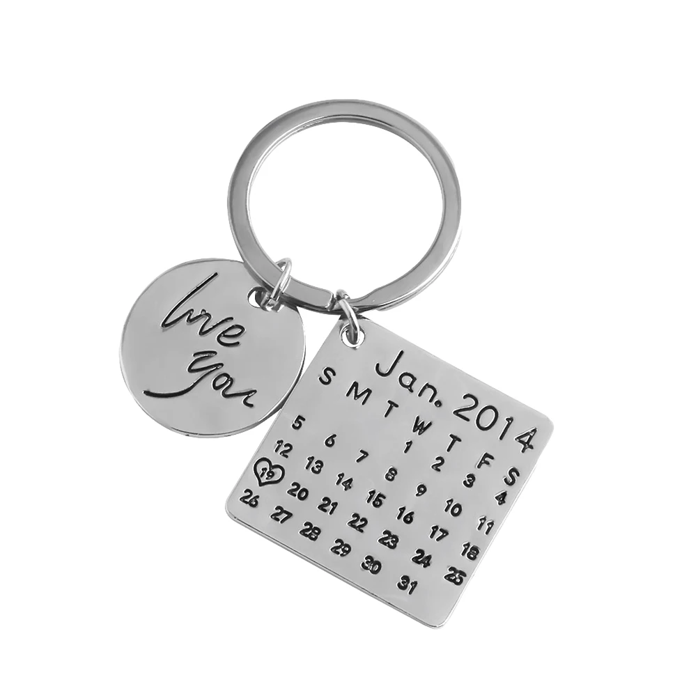 

1pc Calendar Key Chain Keychain Hanging Key Ring Chain Ornament Pendant Keyrings For Lovers Friends Couples Anniversary Gift
