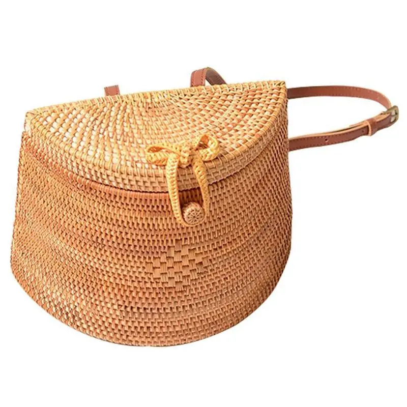 

Straw Woven Backpack Bag For Girl Women,Rattan Ins Style Backpack Basket Hand-woven Bag Crossbody Bag Shoulder bag