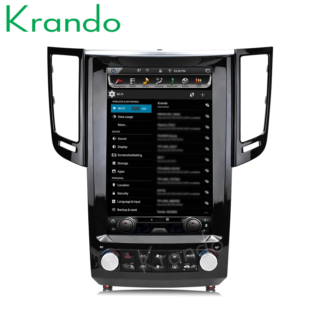 Perfect Krando Android 6.0 12.1" Tesla Vertical car audio radio player for Infiniti QX70 FX25 FX35 FX37 gps navigation multimedia system 4