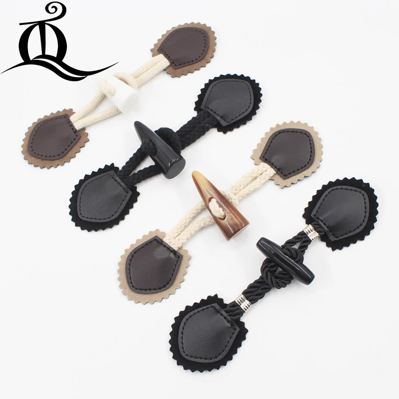 

1pair/lot Fashion metal black brown Ox Horn Leather Toggle Buttons For Coat Jacket Black Brown DIY Garment Accessory Hs6
