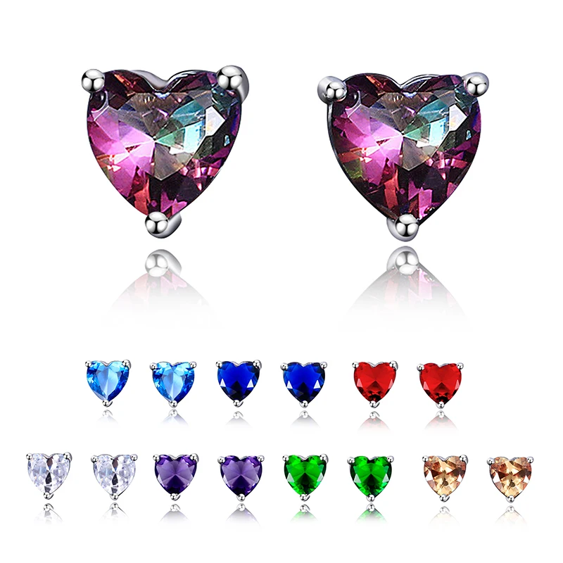 Nueva llegada las mujeres Stud pendientes Plata de Ley 925 auténtica pendientes de la joyería con piedras de boda, regalo de fiesta de cumpleaños para niña