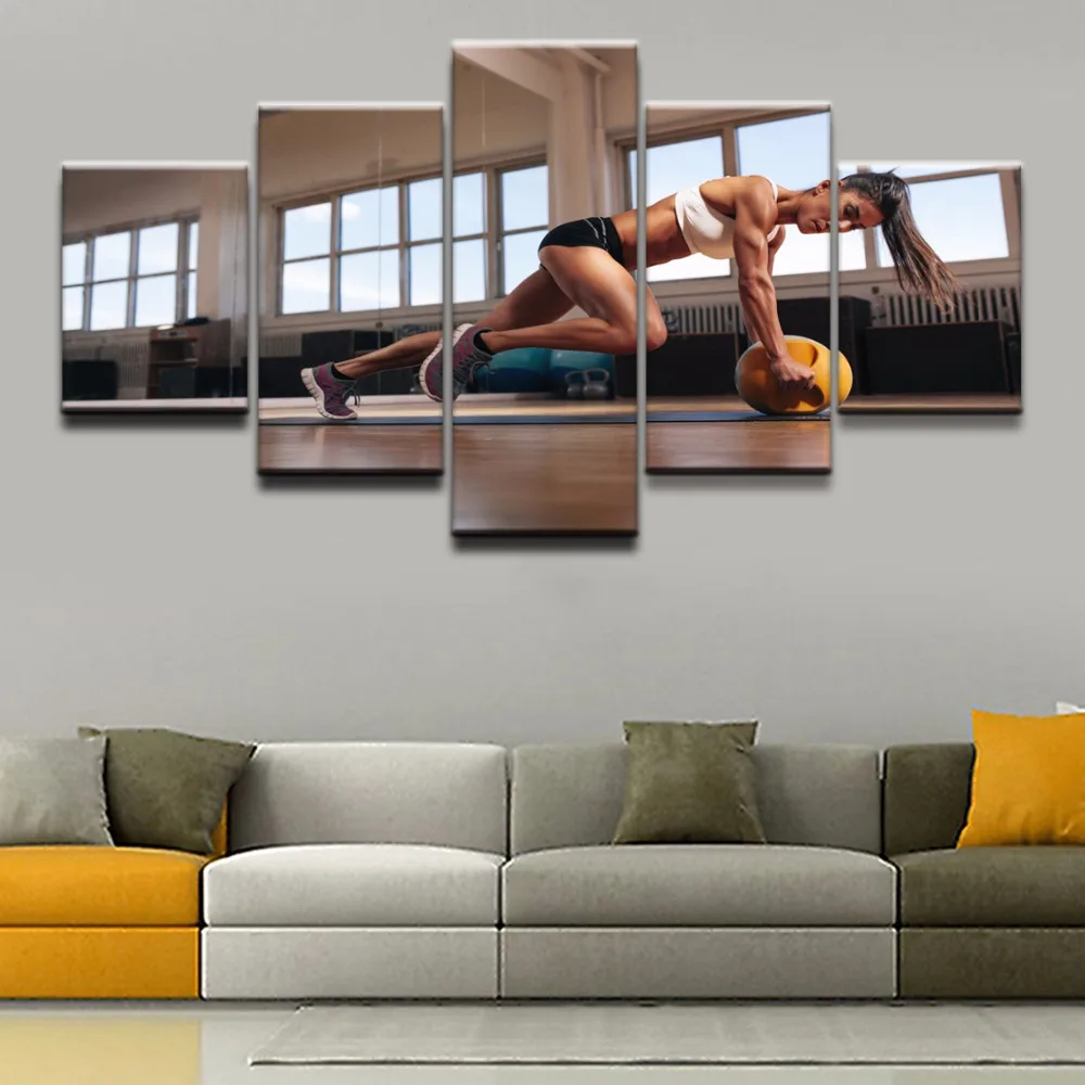 

Canvas Pictures Living Room Or Bedroom Decorative HD Prints 5 Pieces Sports Fitness Woman Paintings Poster Wall Art Framework