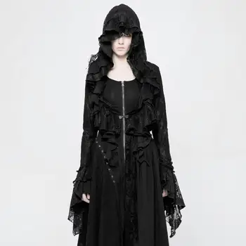 

Punk Rave Women's Goth Short Frilled Hoody WY-886XDF