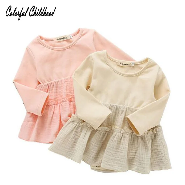 

Newborn Baby Girl Bodysuit Dress Long Sleeve Spring Autumn Ruffled Laces Sweet Twins onesies For Baby Cotton Clothes body 0-24m
