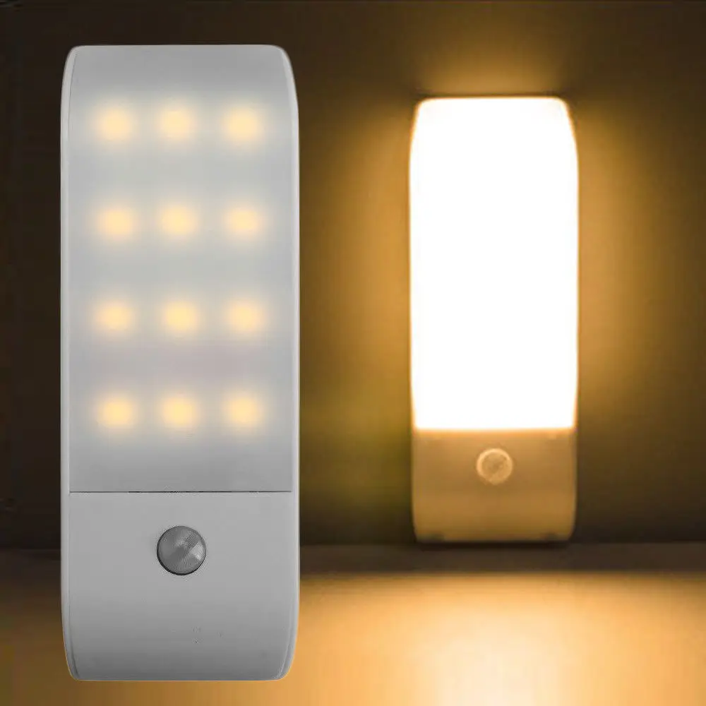 12 светодиодный USB Перезаряжаемый кухонный светодиодный светильник портативный беспроводной настенный светильник PIR датчик движения Ночной светильник светодиодный светильник для дома спальни