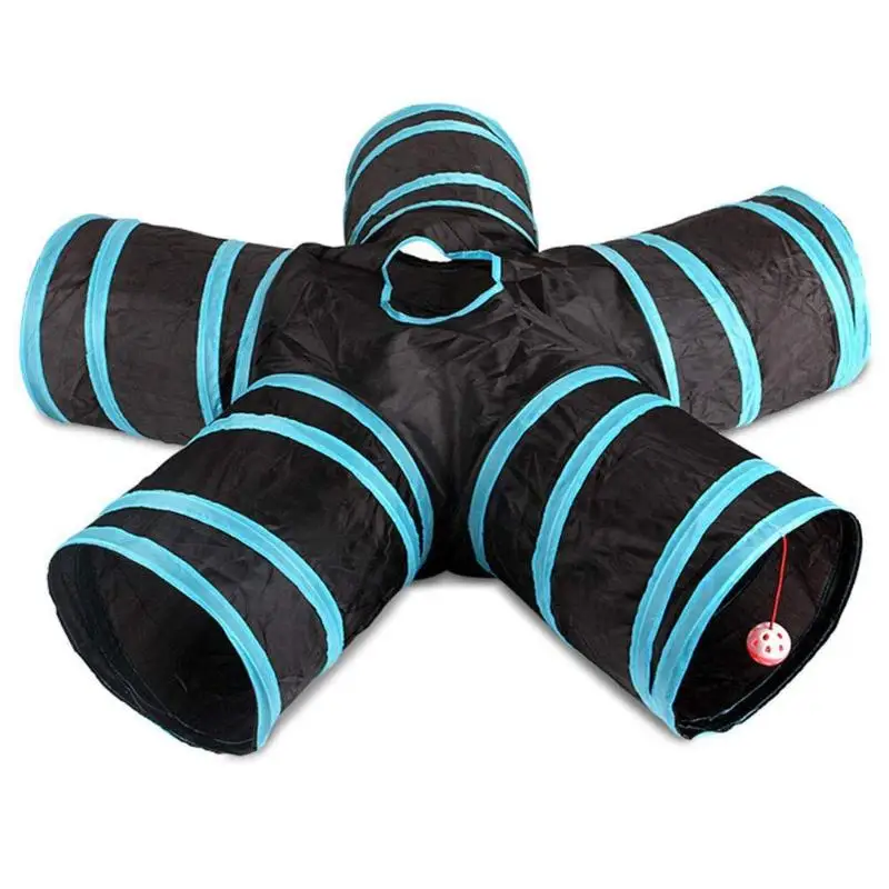 Foldable 5 Holes Pet Cat Tunnel Toys Pets Animals Kitten Rabbit Indoor Outdoor Training Play Tube Supplies Cat and Dog Game Pipe
