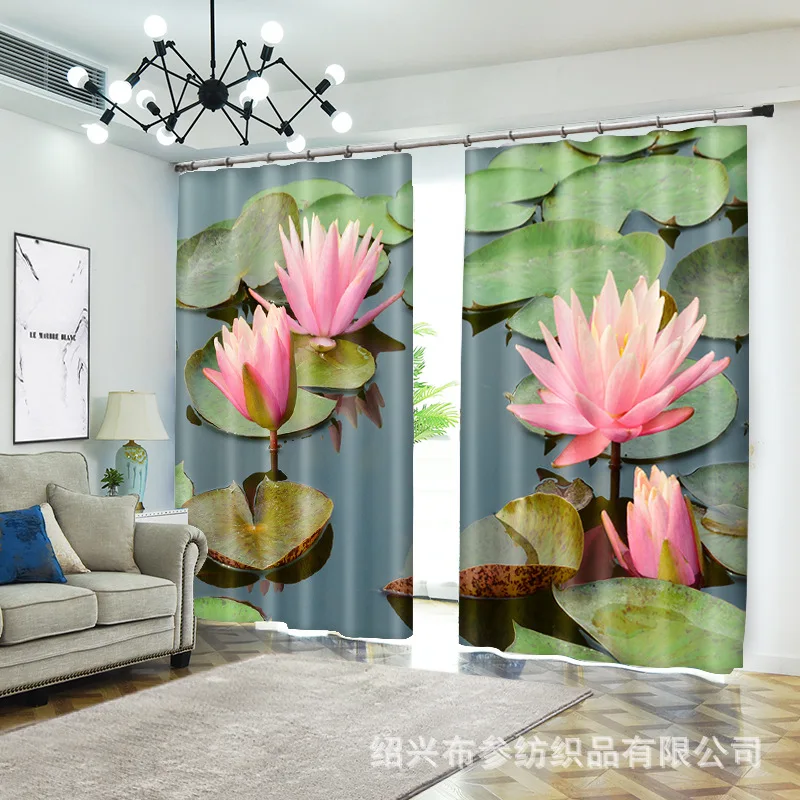 

lotus 1set Digital print blackout curtains for window treatment blinds finished drapes window curtains Living room bedroom CU225