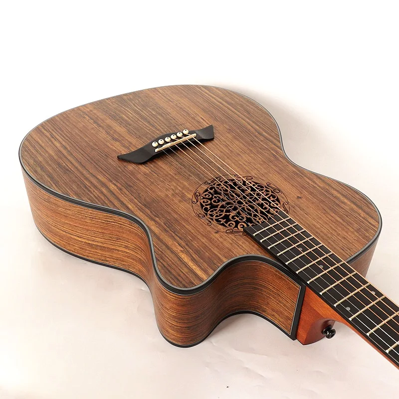 flower sound hole spruce wood electric acoustic guitar free shippingin