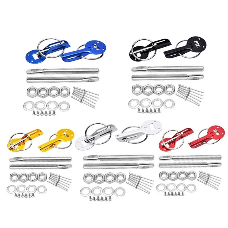 

SPEEDWOW Universal Down Hood Lock Pins Stainless Steel Bonnet Hood Pin Lock Kit Fit ALL Racing Speed Black Red Blue Gold Silver