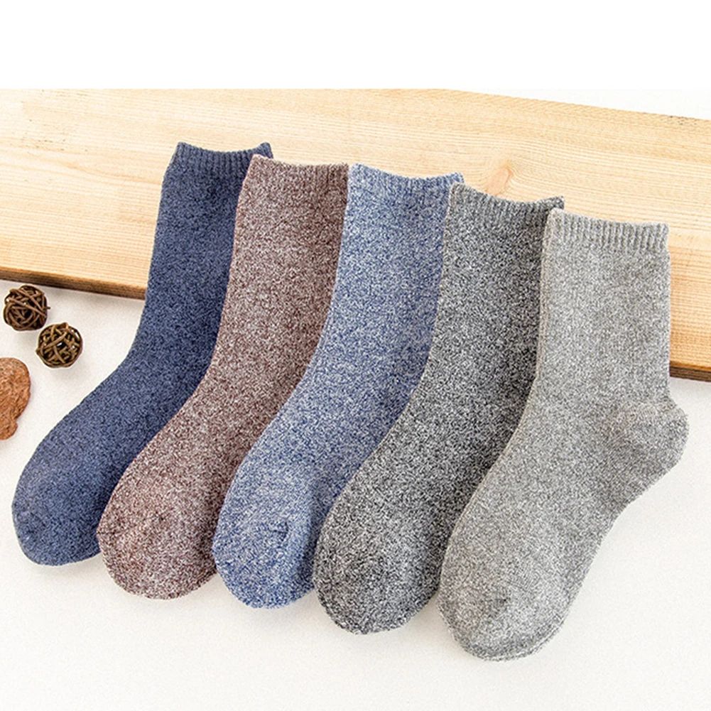 1Pair Mens Thick Socks Combed Solid Dress Casual Winter Warm Thick Long