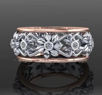 

Wedding Rings for Women Hollow Plant Flowers Ring Plated Rose Gold Two-tone Geometric Jewelry Men Fashion Engagement Love Gifts