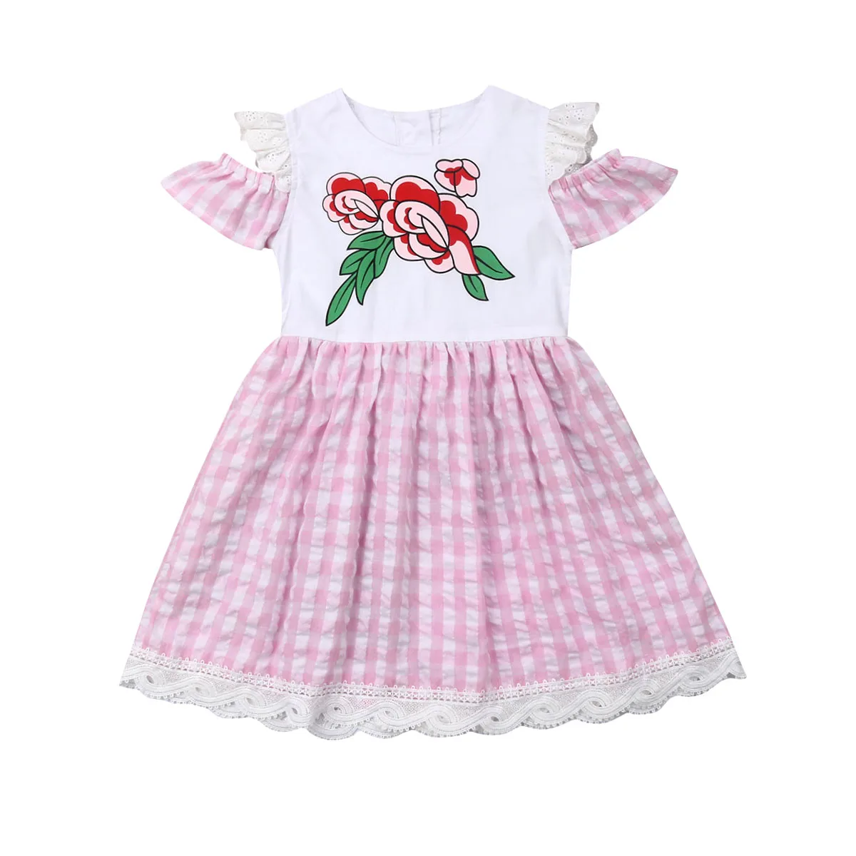 2019 Pudcoco Summer Infant Kid Baby Girl Floral Plaid Dress Princess Party Pageant Dresses | Детская одежда и обувь