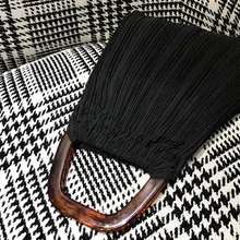 [BXX] Новинка, Женская плиссированная сумка, сумка-тоут, одноцветная, летняя, Бамбуковая ручка, сумка для покупок, на плечо, повседневная женская сумка, сумка для девушек, HE116